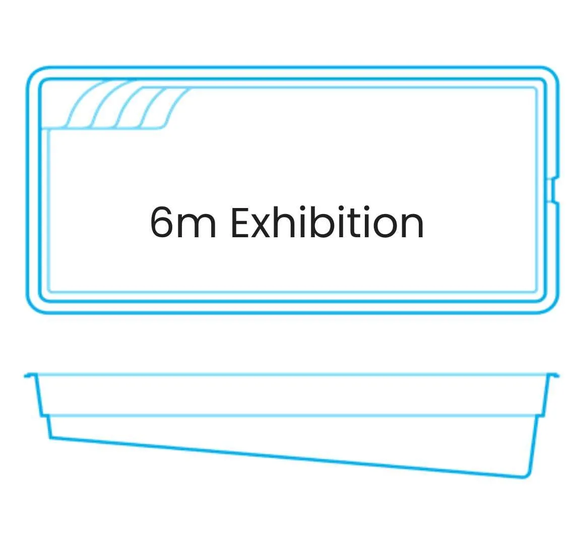 Compact 6m Echibition pool layout design illustration