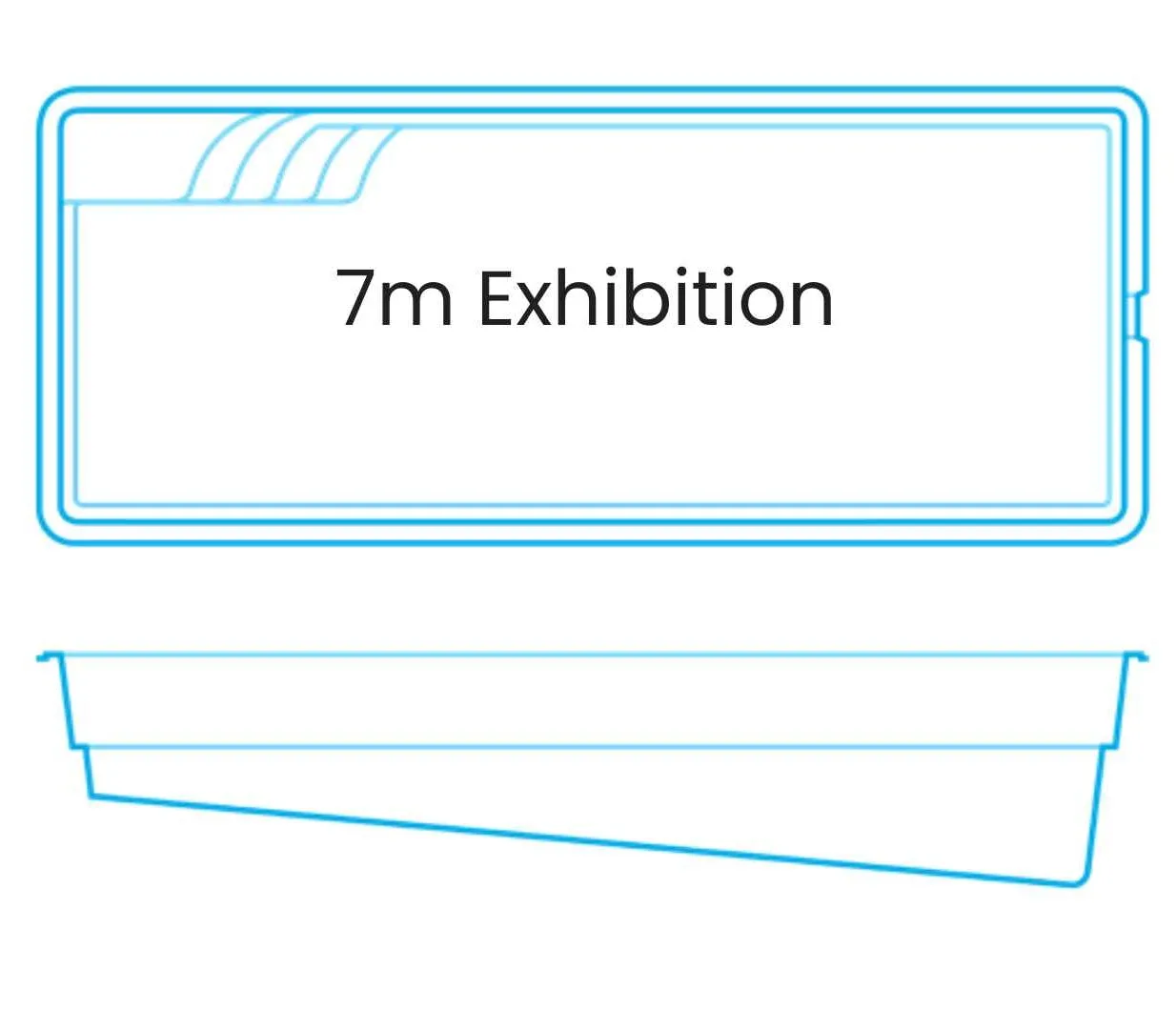 Compact 7m Echibition pool layout design illustration