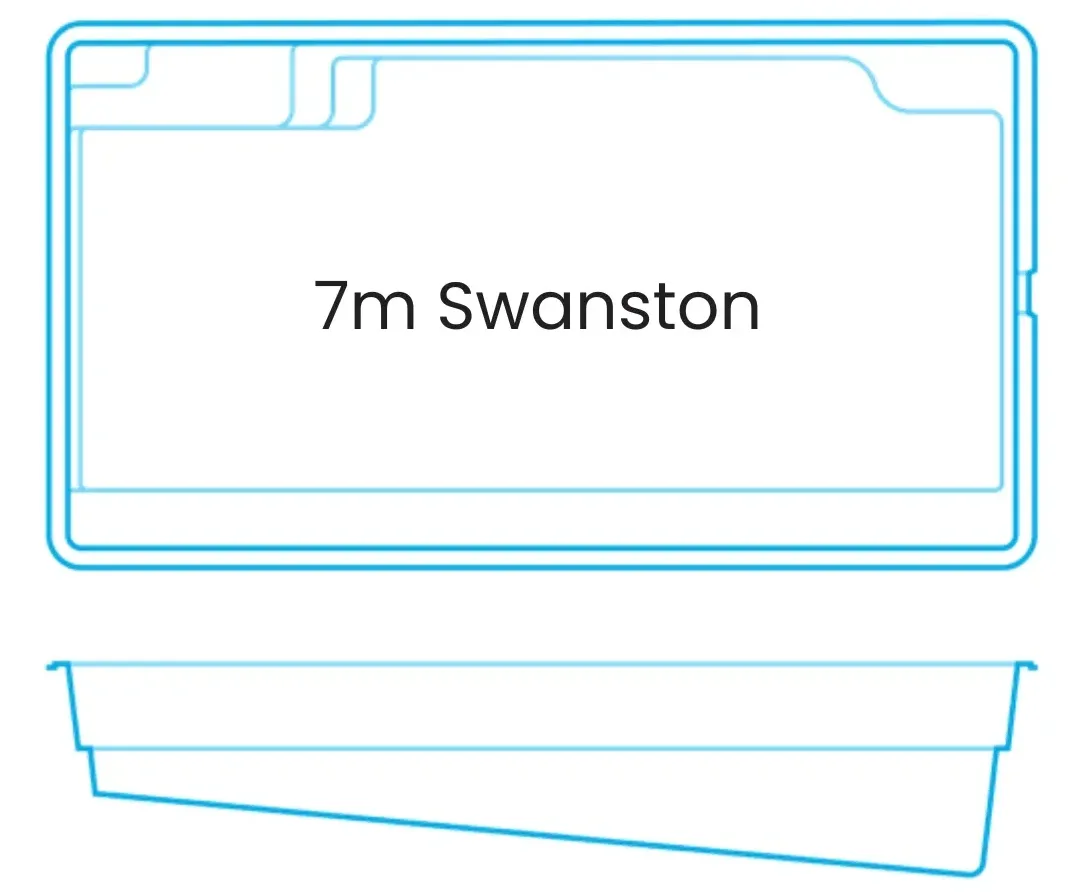 Compact 7m Swanston pool layout design illustration