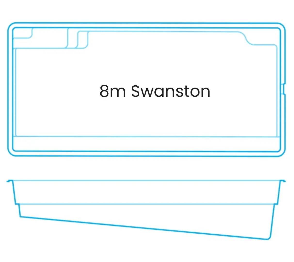 Compact 8m Swanston pool layout design illustration