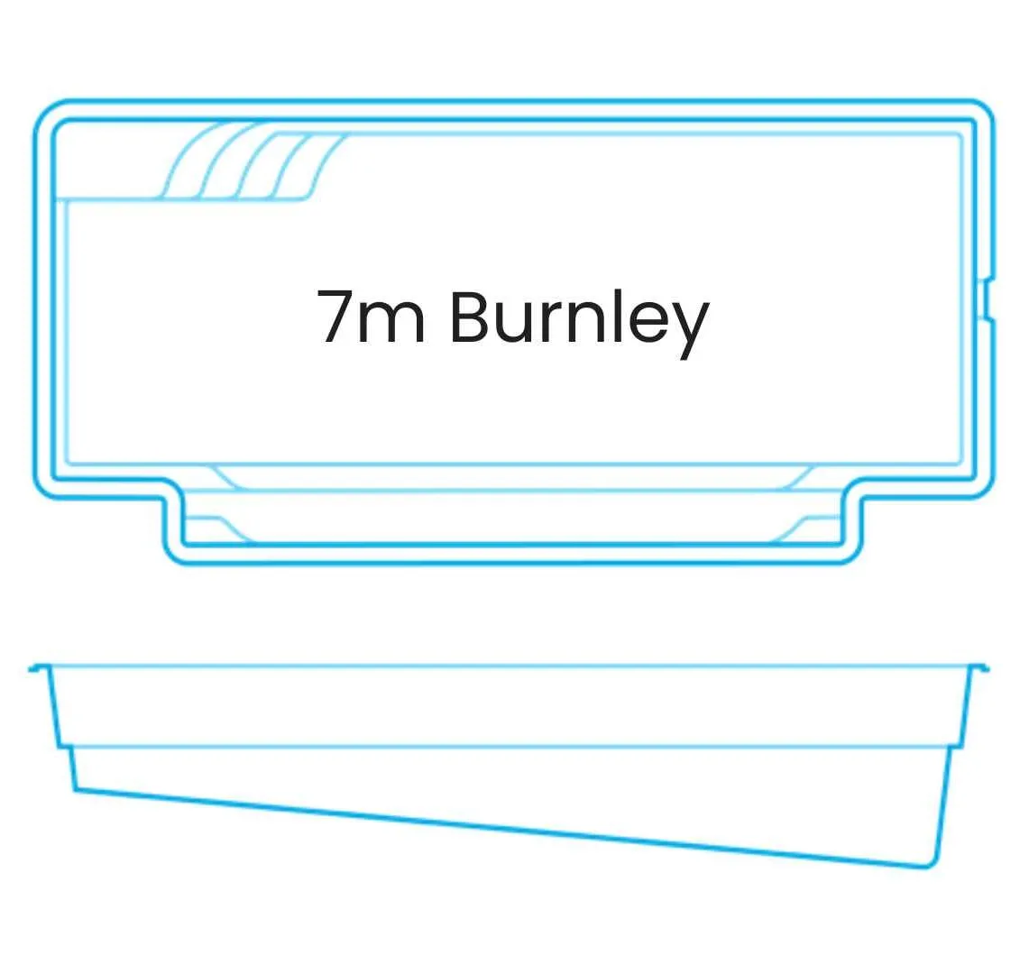 Compact 7m Burnley pool layout design illustration