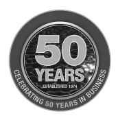 50 years anniversary badge celebrating business milestone